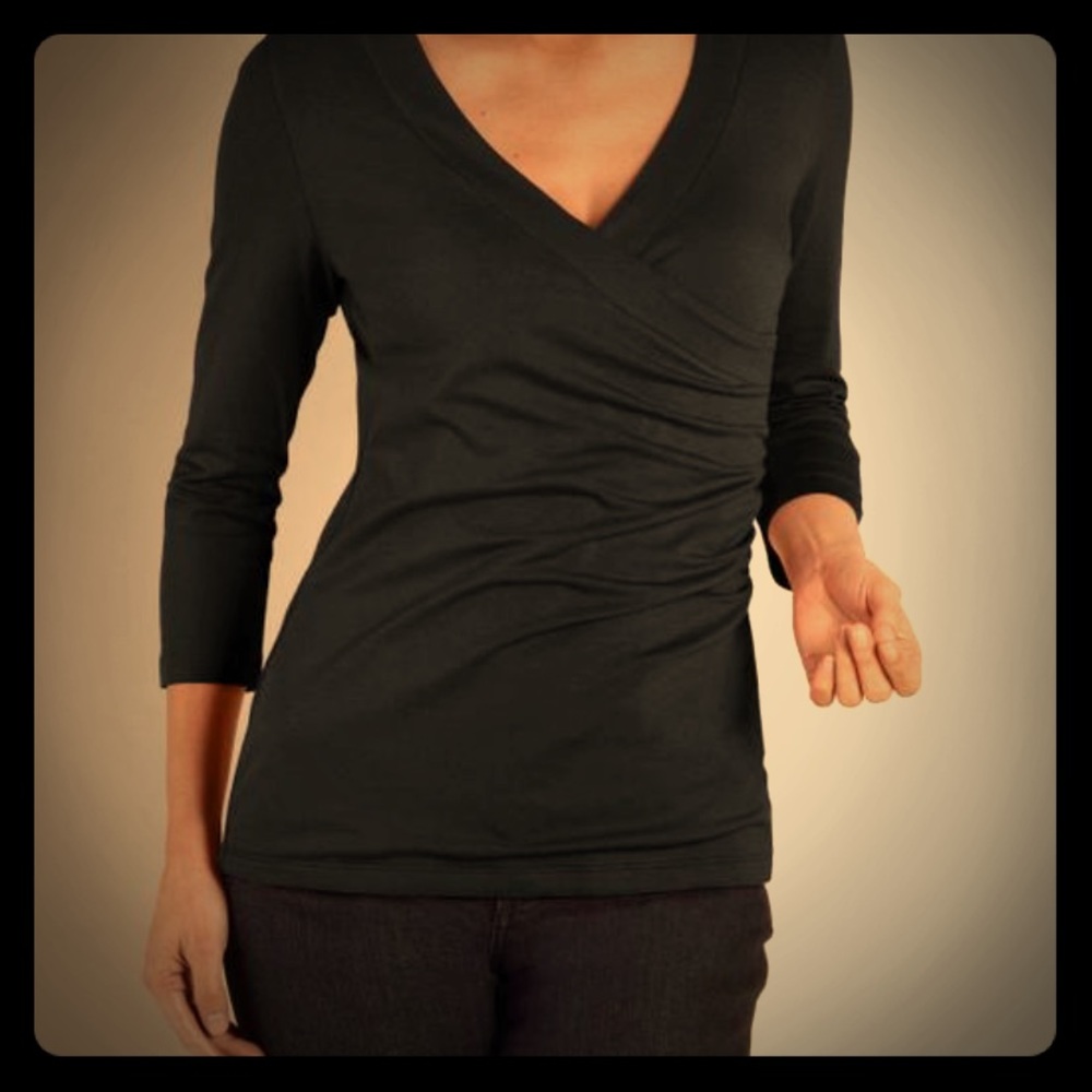 Soft Surroundings Black Wrap Top - LG